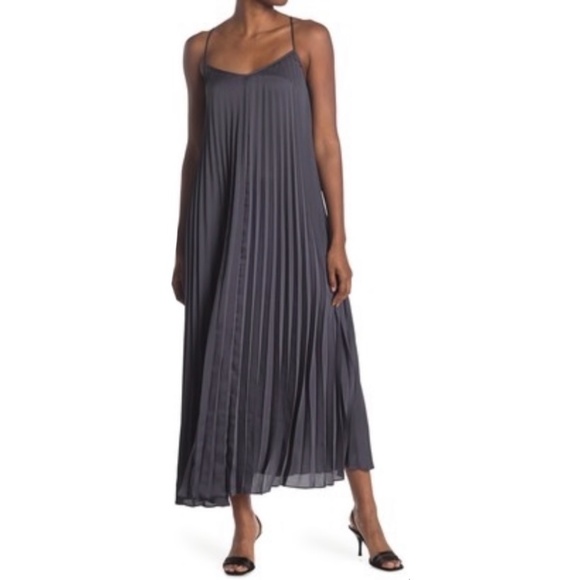 NWT Club Monaco Strappy Pleated Maxi Dress in Graphite - Picture 2 of 6